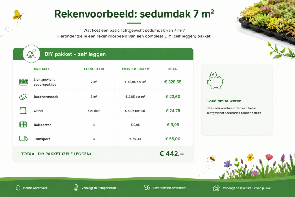 rekenvoorbeeld basic sedumdak zelf leggen